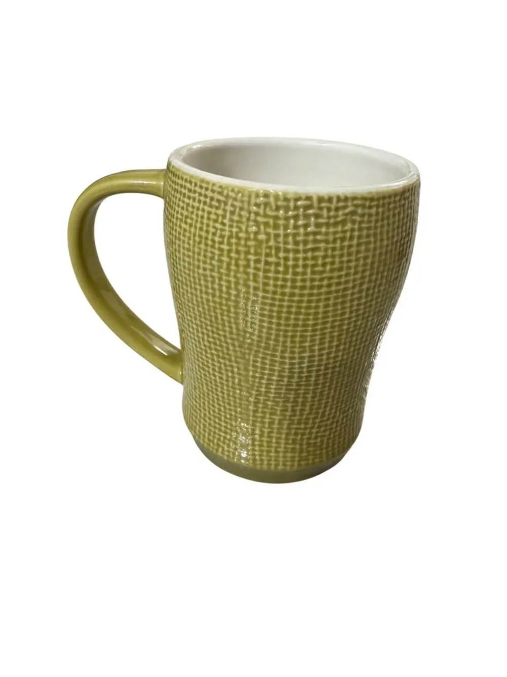 Starbucks Green Textured Ceramic Mug 12 oz With White Floral Design Dishwasher &